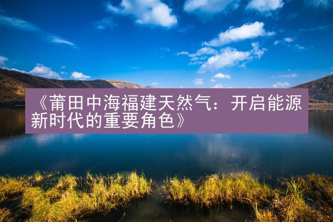 《莆田中海福建天然气：开启能源新时代的重要角色》